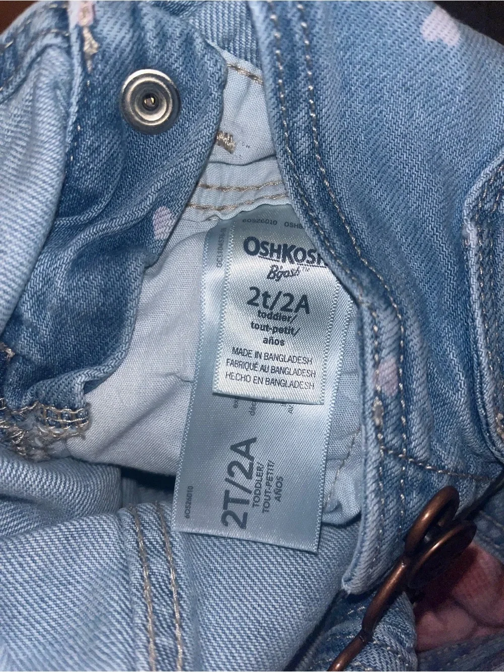 OshKosh B'gosh Toddler Girls Denim Overalls Size 2T Hearts